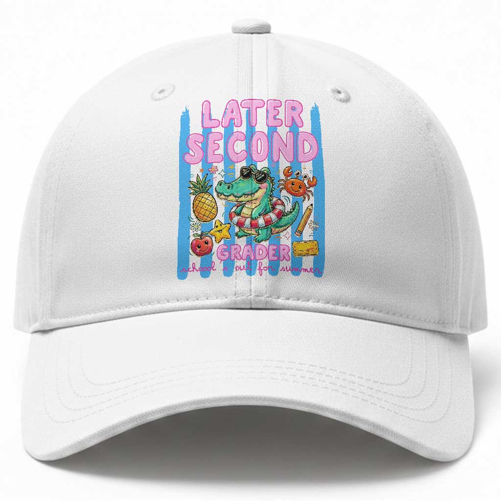 Later Second Grader School's Out For Summer Baseball Cap Last Day Of School Later Gator Alligator TS14 Print Your Wear