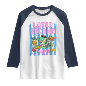 Later Second Grader School's Out For Summer Raglan Shirt Last Day Of School Later Gator Alligator TS14 White Navy Print Your Wear