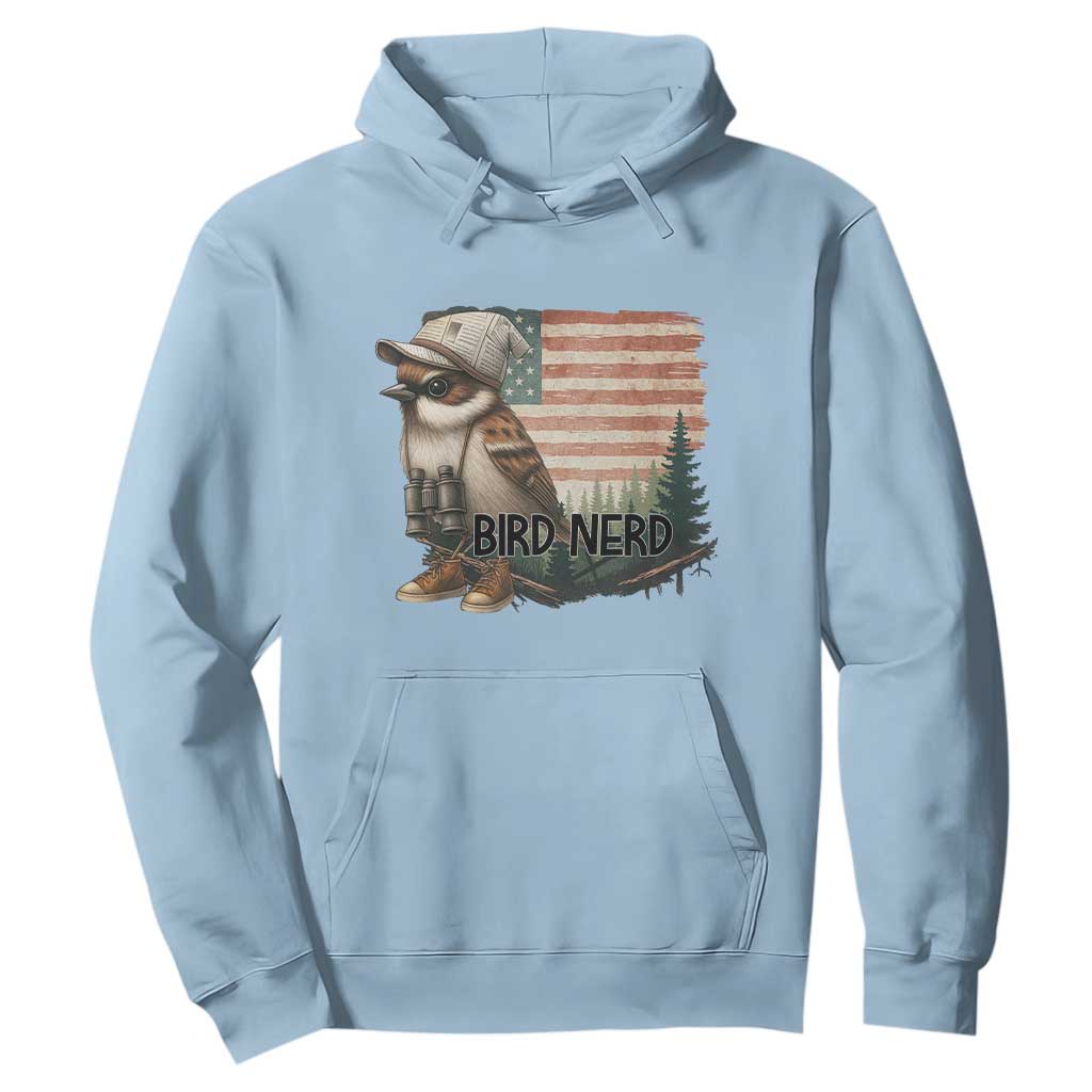 Bird Nerd Hoodie Funny Bird Watching Patriotic American Flag TS14 Light Blue Print Your Wear