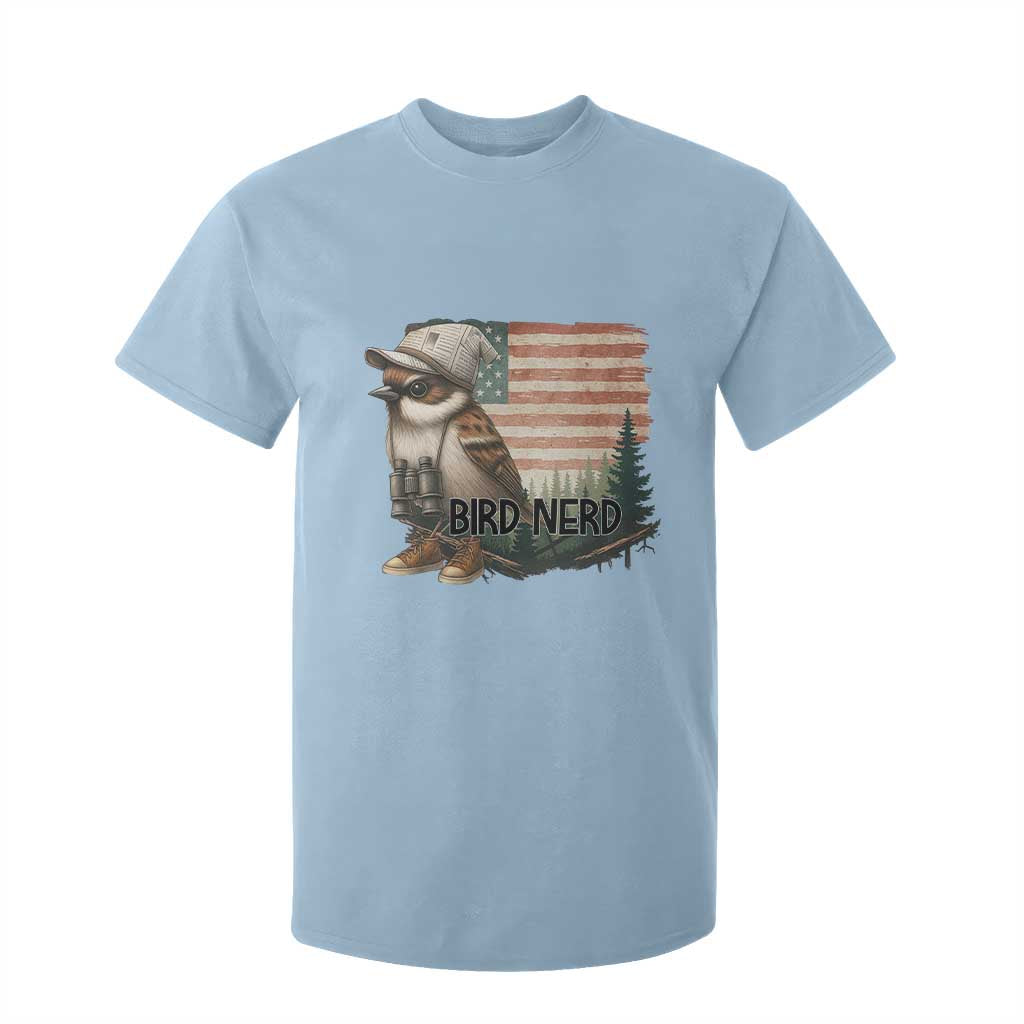 Bird Nerd T Shirt For Kid Funny Bird Watching Patriotic American Flag TS14 Light Blue Print Your Wear