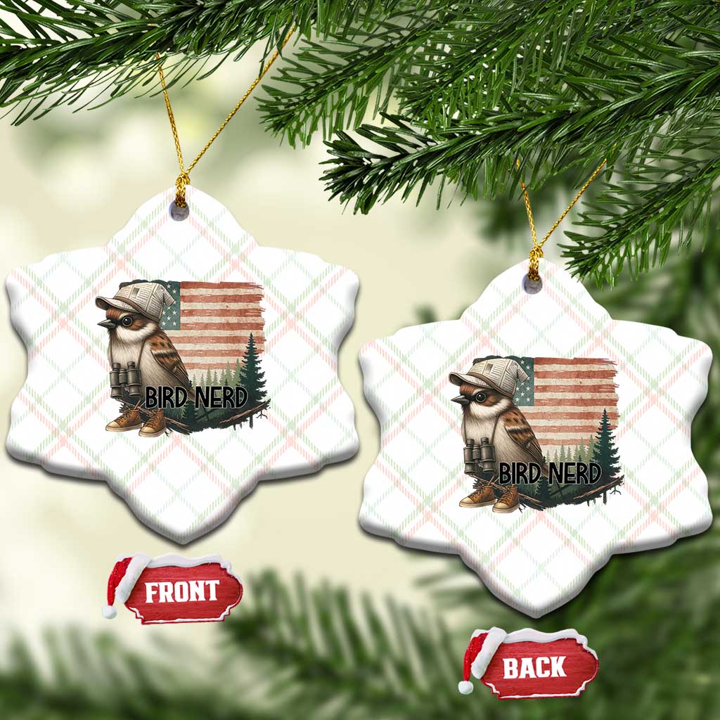 Bird Nerd Ceramic Ornament Funny Bird Watching Patriotic American Flag TS14 Print Your Wear