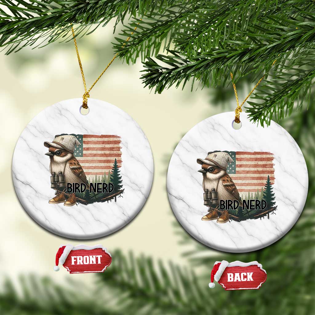 Bird Nerd Ceramic Ornament Funny Bird Watching Patriotic American Flag TS14 1pc White Marble Print Your Wear