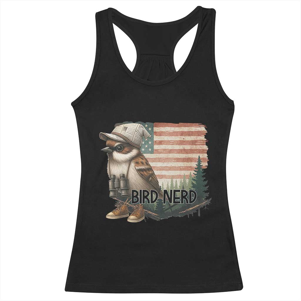 Bird Nerd Racerback Tank Top Funny Bird Watching Patriotic American Flag TS14 Black Print Your Wear