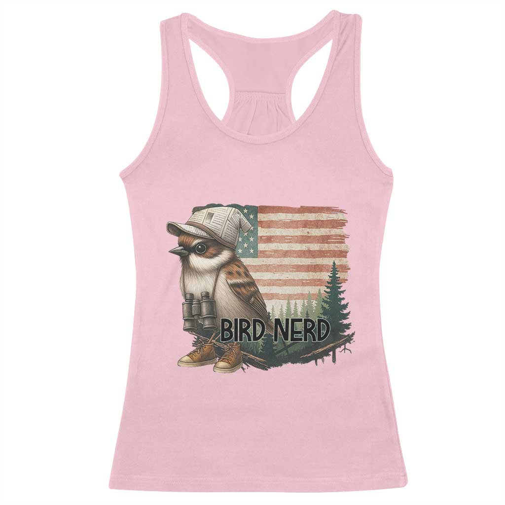 Bird Nerd Racerback Tank Top Funny Bird Watching Patriotic American Flag TS14 Light Pink Print Your Wear