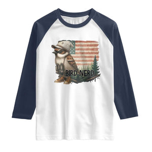 Bird Nerd Raglan Shirt Funny Bird Watching Patriotic American Flag TS14 White Navy Print Your Wear