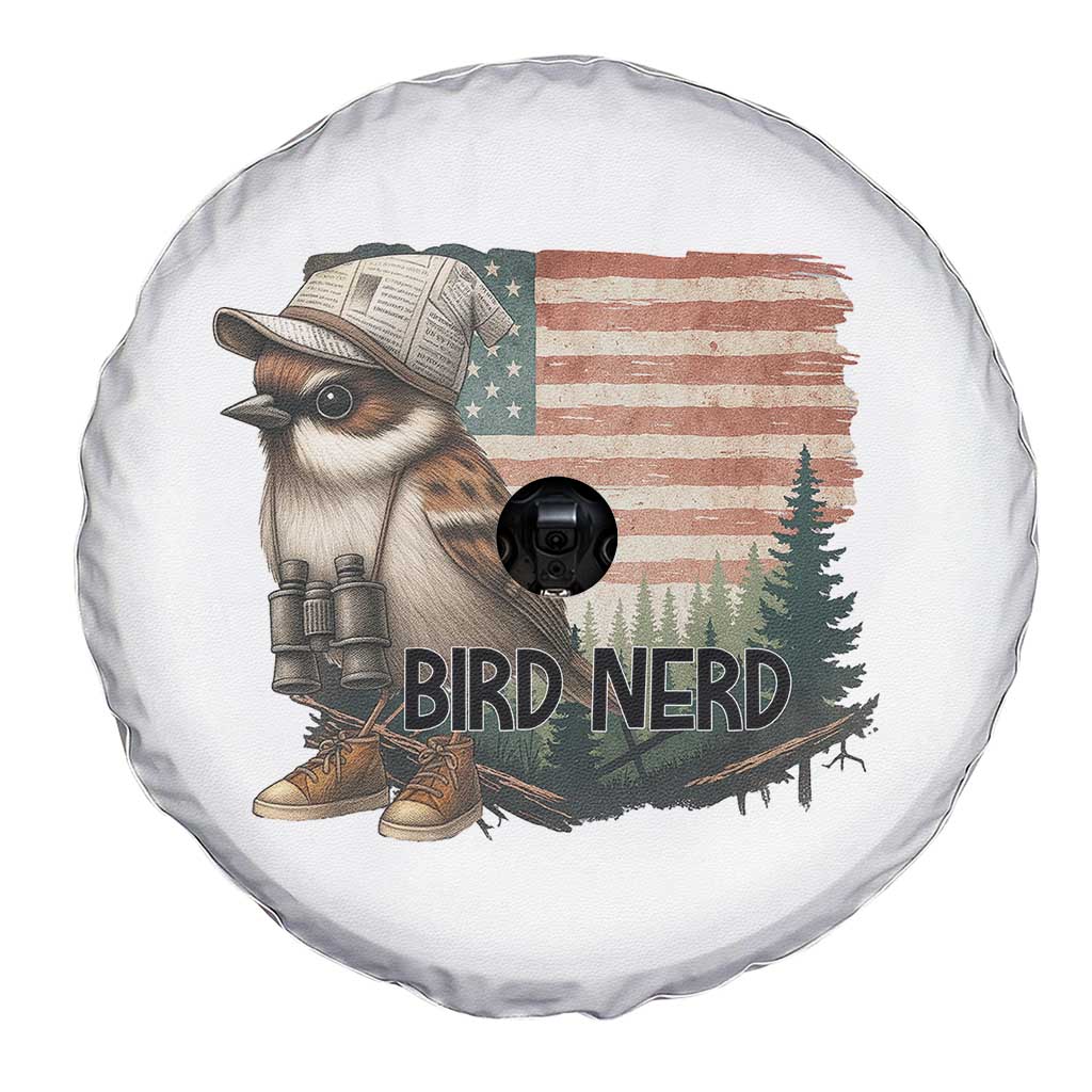 Bird Nerd Spare Tire Cover Funny Bird Watching Patriotic American Flag TS14 Print Your Wear