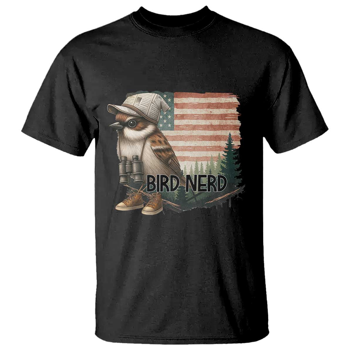 Bird Nerd T Shirt Funny Bird Watching Patriotic American Flag TS14 Black Print Your Wear