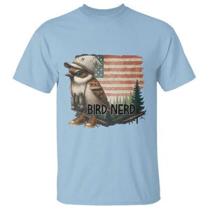 Bird Nerd T Shirt Funny Bird Watching Patriotic American Flag TS14 Light Blue Print Your Wear