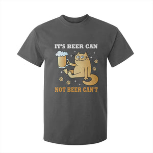 Funny Cat Drinking Beer T Shirt For Kid It Is Beer Can Not Beer Can Not Kitty Lovers TS14 Dark Heather Print Your Wear