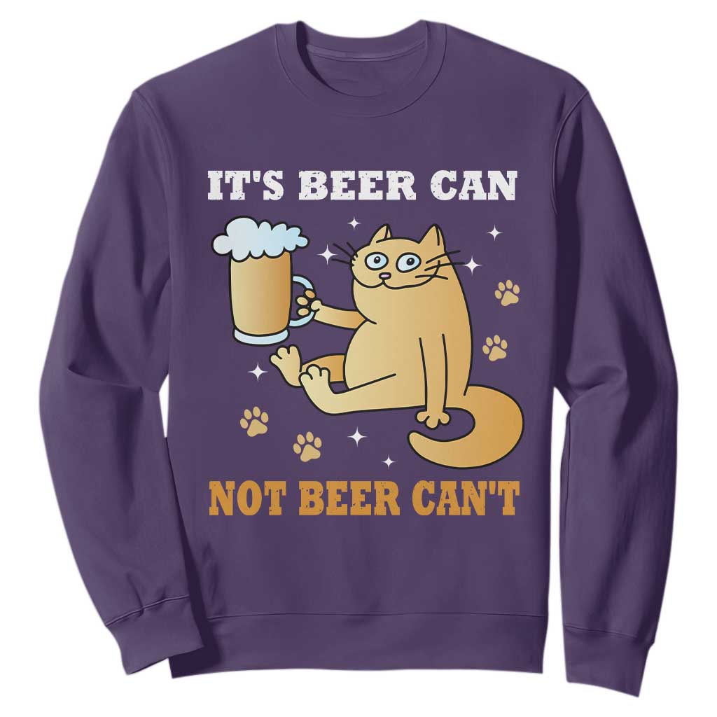 Funny Cat Drinking Beer Sweatshirt It Is Beer Can Not Beer Can Not Kitty Lovers TS14 Purple Print Your Wear