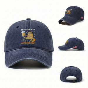 Funny Cat Drinking Beer Washed Cotton Baseball Cap It Is Beer Can Not Beer Can Not Kitty Lovers TS14 Washed Cap Universal Fit Navy Print Your Wear