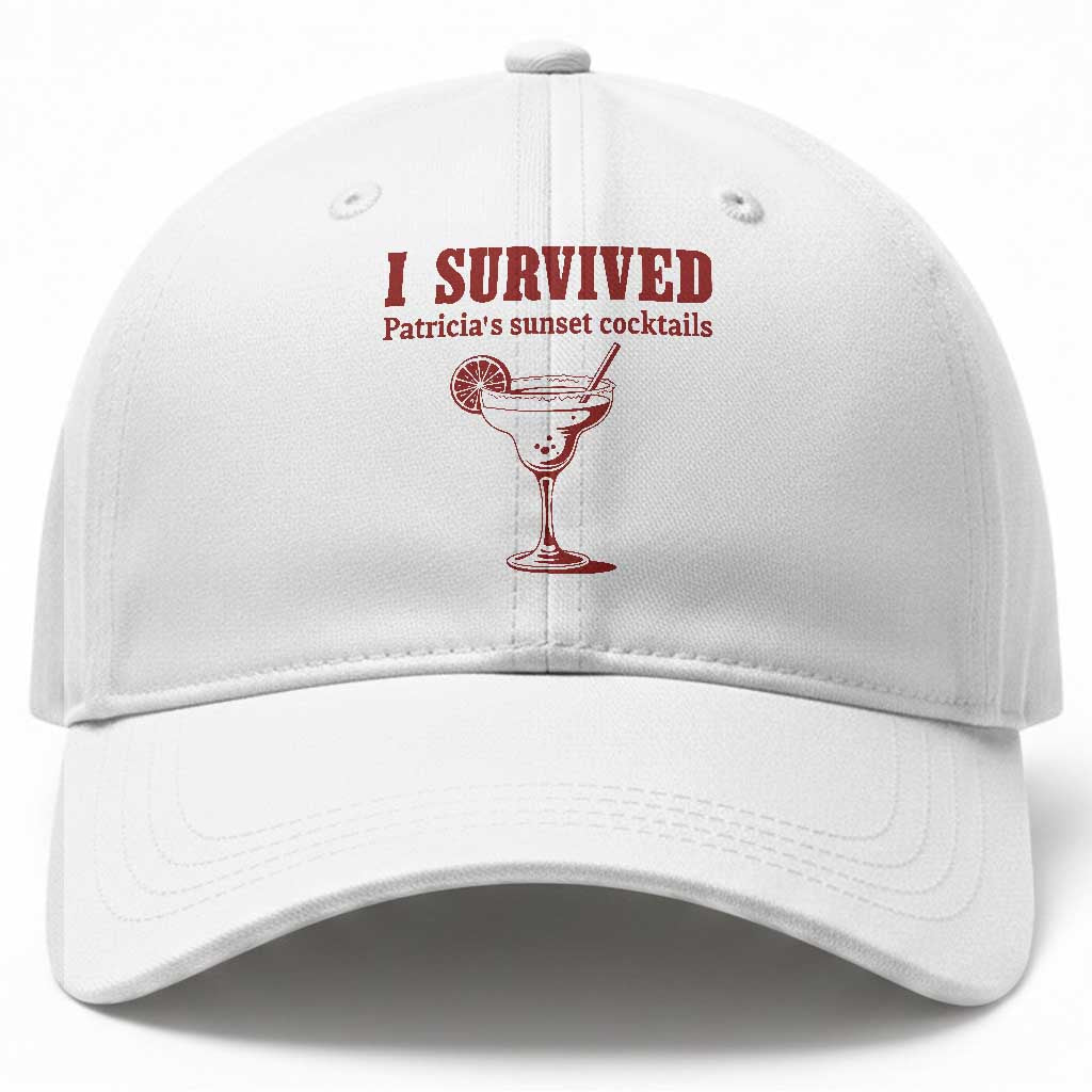 I Survived Patricia's Sunset Cocktails Baseball Cap Vintage 90s Trendy TV Show Movie TS14 Print Your Wear