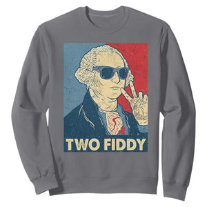 Two Fiddy George Washington 250th Anniversary Sweatshirt Funny 4th of July TS14 Charcoal Print Your Wear