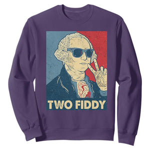 Two Fiddy George Washington 250th Anniversary Sweatshirt Funny 4th of July TS14 Purple Print Your Wear