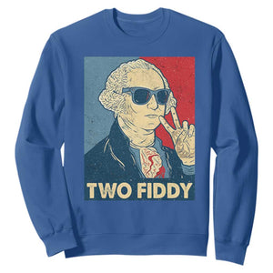 Two Fiddy George Washington 250th Anniversary Sweatshirt Funny 4th of July TS14 Royal Blue Print Your Wear