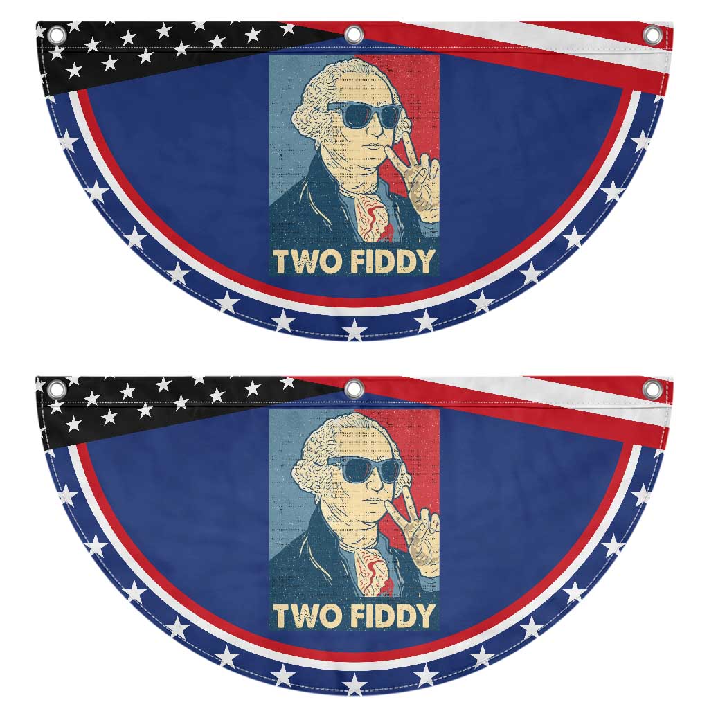 Two Fiddy George Washington 250th Anniversary Patriotic Fan Flag Funny 4th of July TS14 2pcs pack Classic Navy Print Your Wear