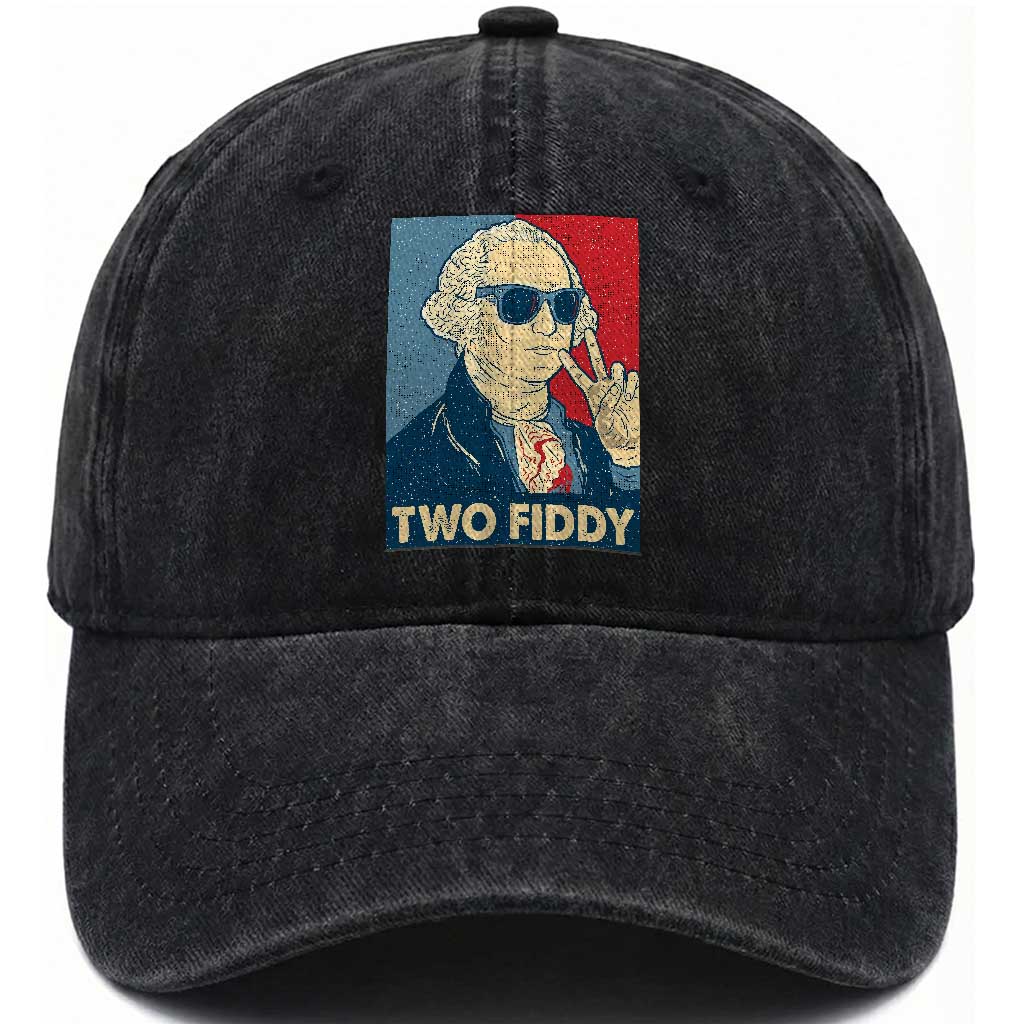 Two Fiddy George Washington 250th Anniversary Washed Cotton Baseball Cap Funny 4th of July TS14 Print Your Wear