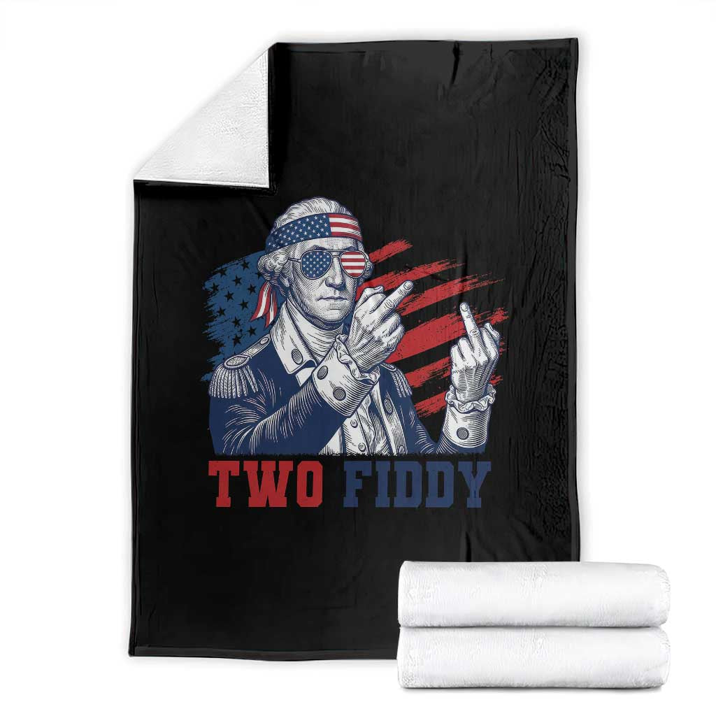 Two Fiddy 250th Anniversary Throw Blanket Funny George Washington 4th of July TS14 Black Print Your Wear