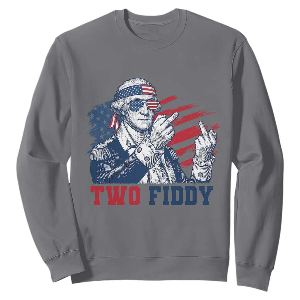 Two Fiddy 250th Anniversary Sweatshirt Funny George Washington 4th of July TS14 Charcoal Print Your Wear