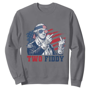 Two Fiddy 250th Anniversary Sweatshirt Funny George Washington 4th of July TS14 Charcoal Print Your Wear