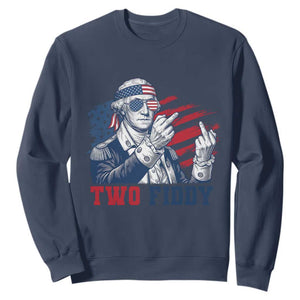 Two Fiddy 250th Anniversary Sweatshirt Funny George Washington 4th of July TS14 Navy Print Your Wear