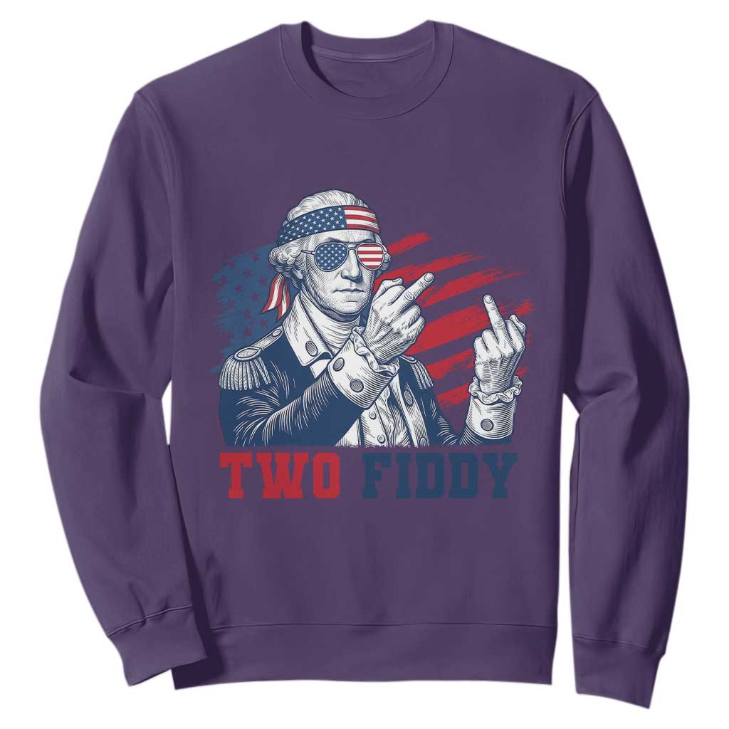 Two Fiddy 250th Anniversary Sweatshirt Funny George Washington 4th of July TS14 Purple Print Your Wear