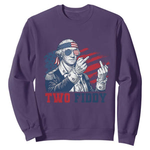 Two Fiddy 250th Anniversary Sweatshirt Funny George Washington 4th of July TS14 Purple Print Your Wear