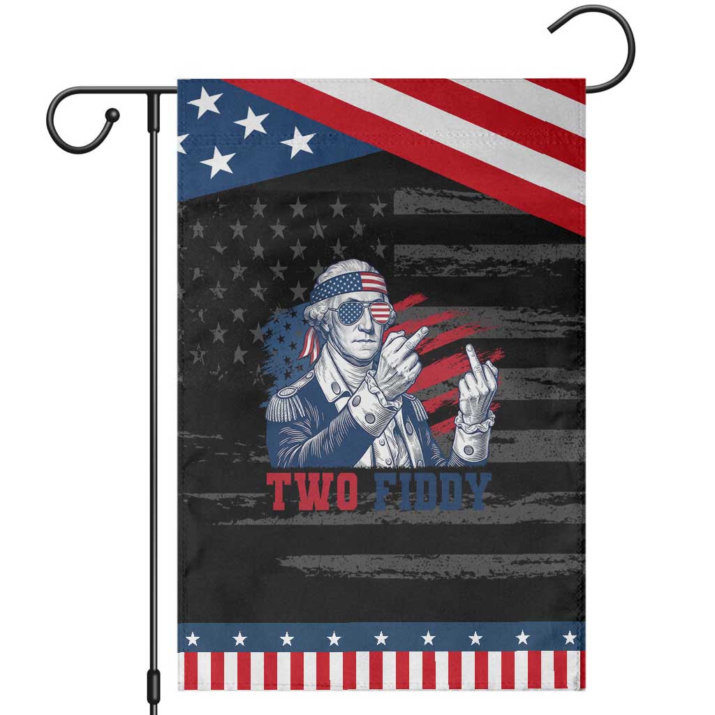 Two Fiddy 250th Anniversary Patriotic Garden Flag Funny George Washington 4th of July TS14 Distressed Black Blue Print Your Wear