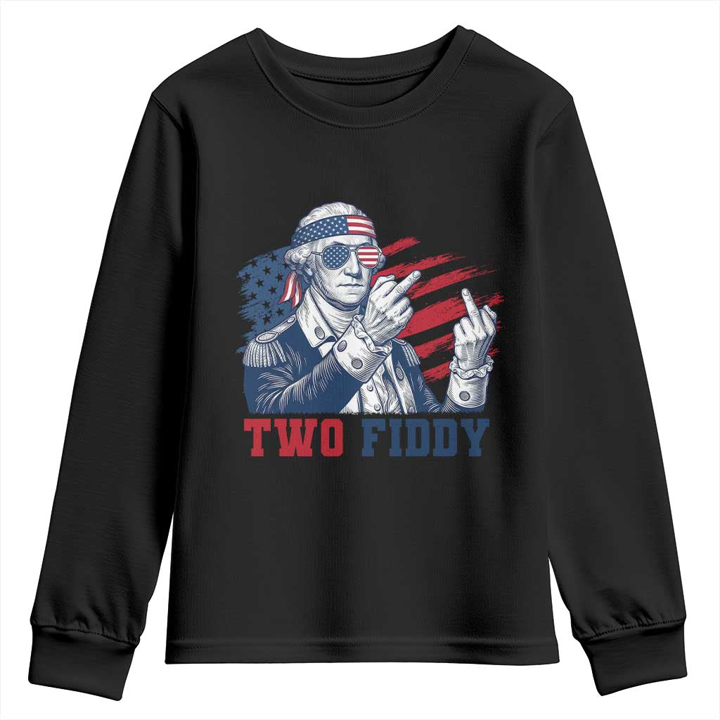 Two Fiddy 250th Anniversary Youth Sweatshirt Funny George Washington 4th of July TS14 Black Print Your Wear