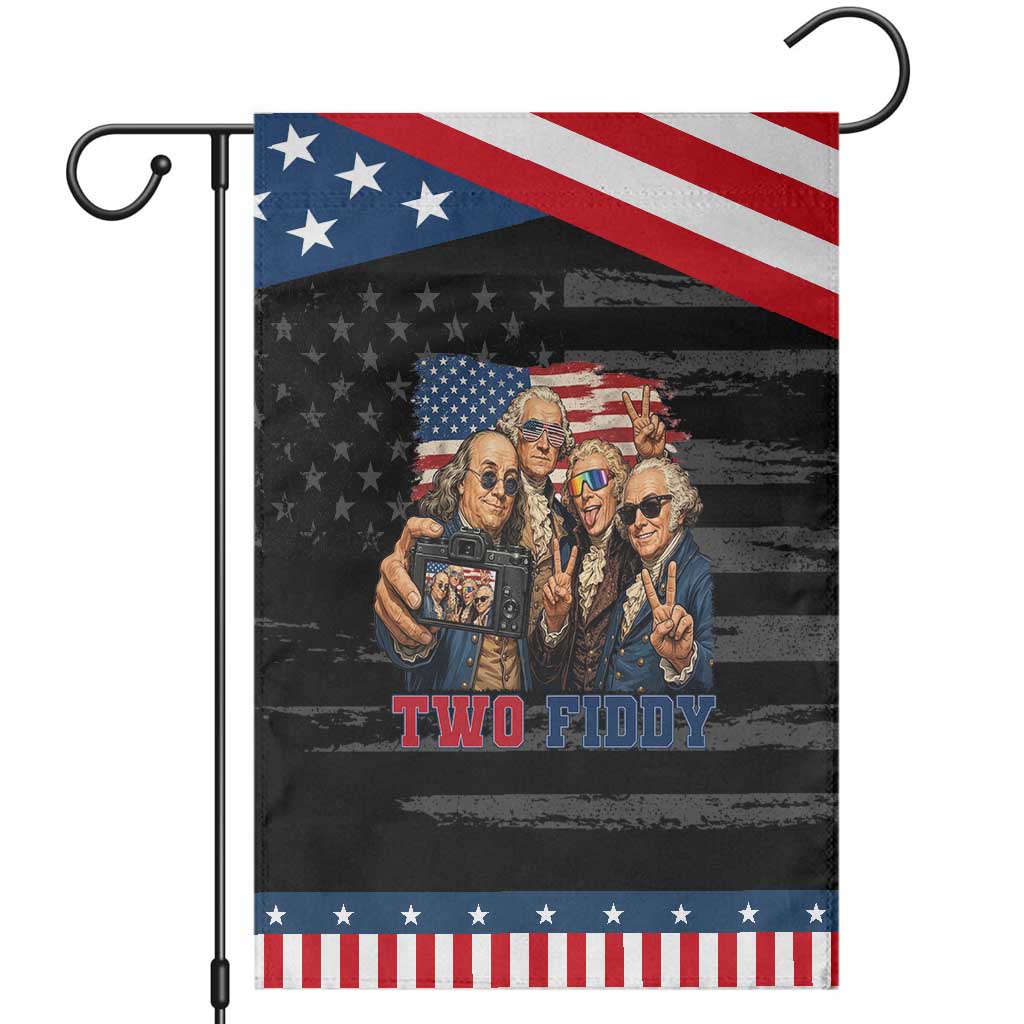 Two Fiddy 250th Anniversary Patriotic Garden Flag Funny Founding Father 4th of July TS14 Distressed Black Blue Print Your Wear
