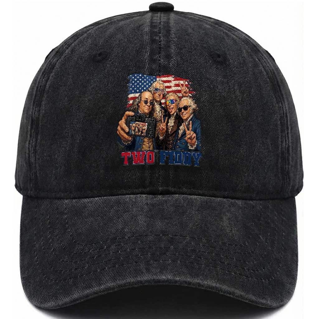 Two Fiddy 250th Anniversary Washed Cotton Baseball Cap Funny Founding Father 4th of July TS14 Print Your Wear