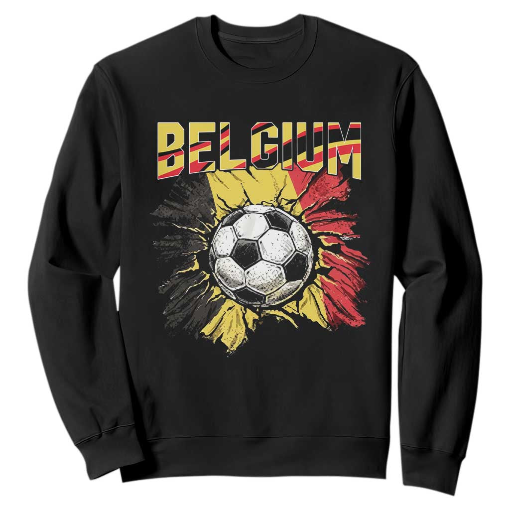 Belgium Belgian Flag Souvenir Belgie Sweatshirt Game Day Soccer Fans Football TS14 Black Print Your Wear