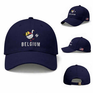 Belgium Football Baseball Cap Silly Goose Soccer Fan Support TS14 Baseball Cap Universal Fit Dark Blue Print Your Wear
