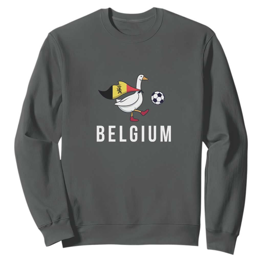 Belgium Football Sweatshirt Silly Goose Soccer Fan Support TS14 Dark Heather Print Your Wear