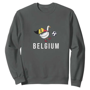 Belgium Football Sweatshirt Silly Goose Soccer Fan Support TS14 Dark Heather Print Your Wear