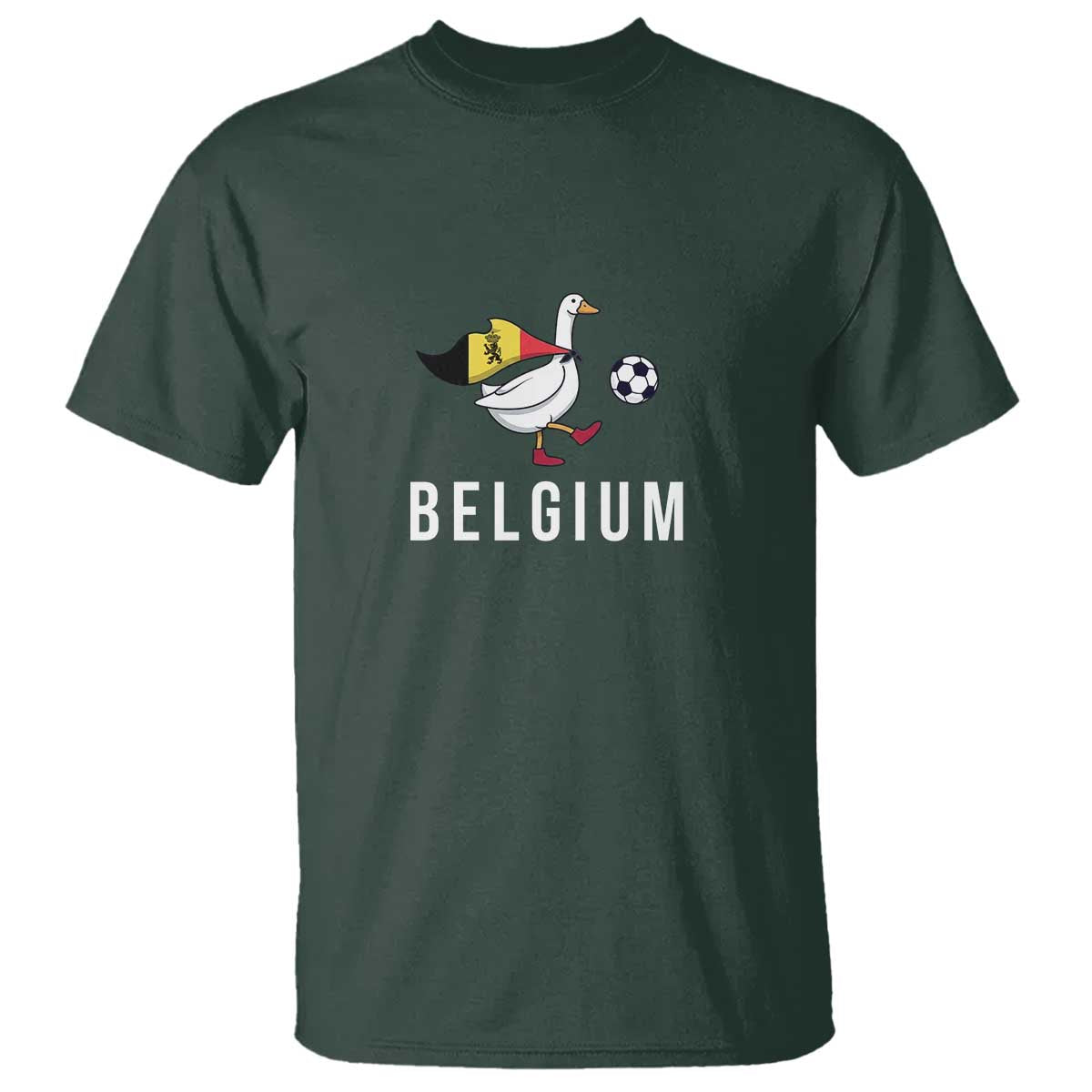 Belgium Football T Shirt Silly Goose Soccer Fan Support TS14 Dark Forest Green Print Your Wear