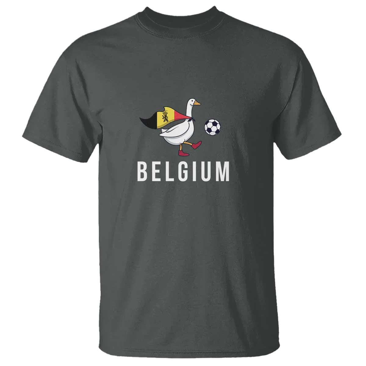 Belgium Football T Shirt Silly Goose Soccer Fan Support TS14 Dark Heather Print Your Wear