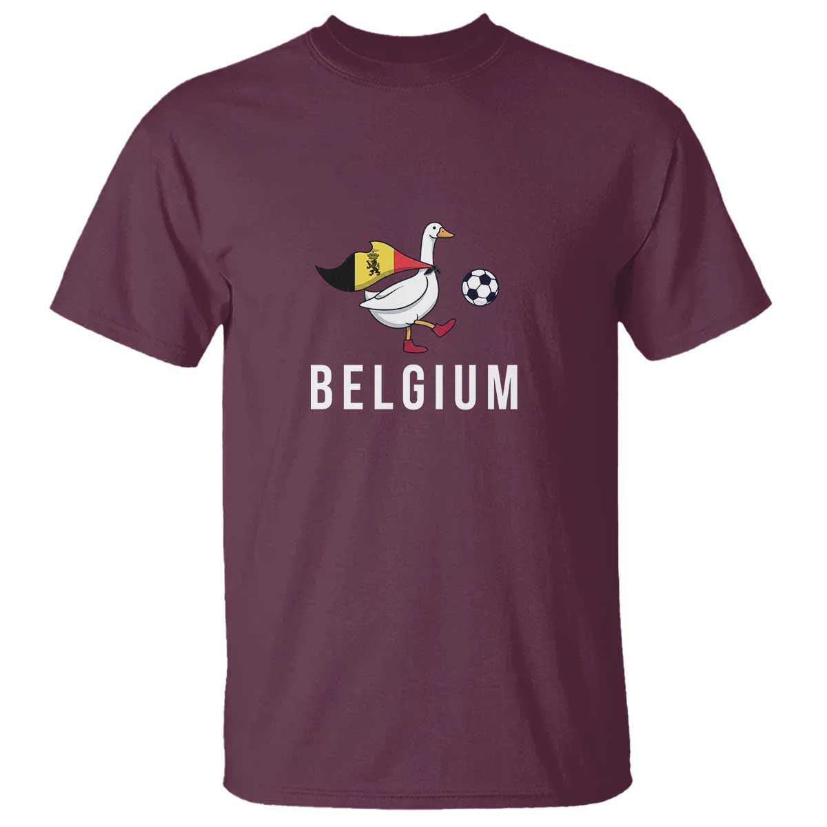 Belgium Football T Shirt Silly Goose Soccer Fan Support TS14 Maroon Print Your Wear