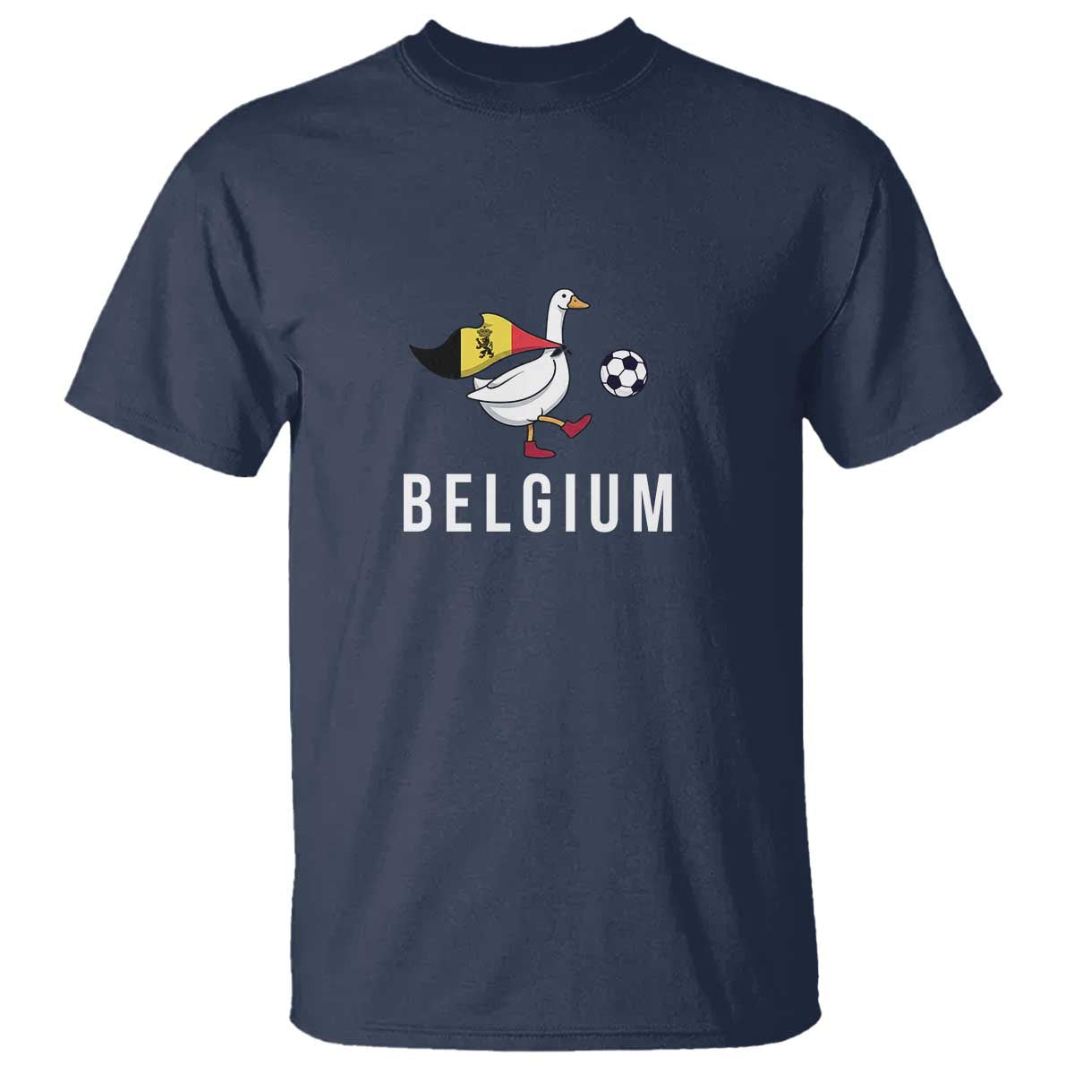 Belgium Football T Shirt Silly Goose Soccer Fan Support TS14 Navy Print Your Wear