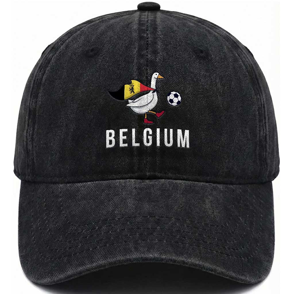 Belgium Football Washed Cotton Baseball Cap Silly Goose Soccer Fan Support TS14 Print Your Wear