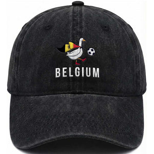Belgium Football Washed Cotton Baseball Cap Silly Goose Soccer Fan Support TS14 Print Your Wear