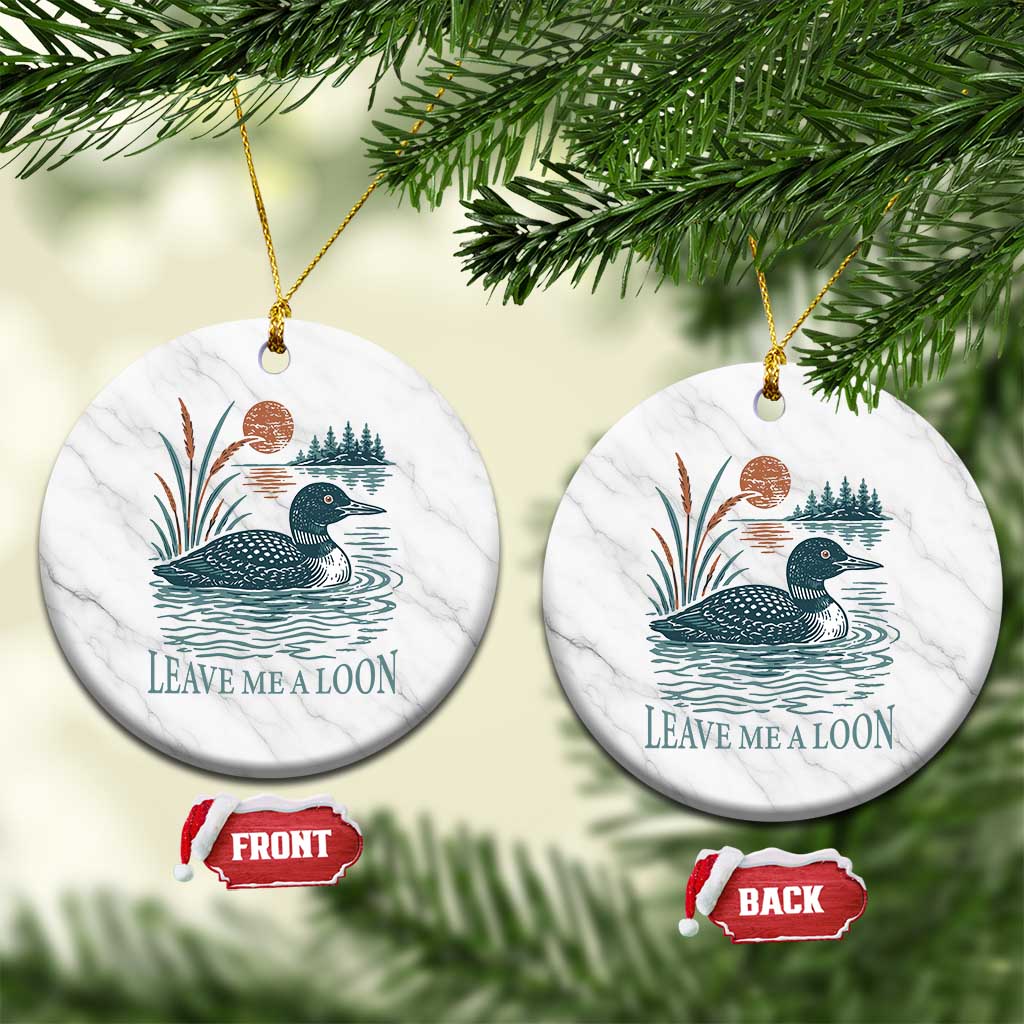 Leave Me A Loon Vintage Lake Bird Ceramic Ornament Funny Loon Pun Nature Bird Lovers TS14 1pc White Marble Print Your Wear