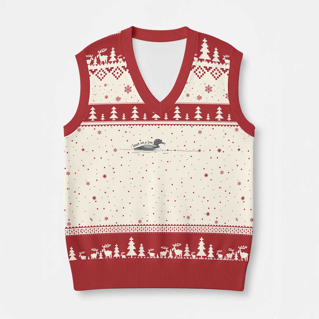 Funny Leave Me A Loon Nature Bird Lovers V-Neck Knit Sweater Vest TS14 Beige Red Print Your Wear