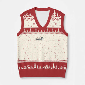 Funny Leave Me A Loon Nature Bird Lovers V-Neck Knit Sweater Vest TS14 Beige Red Print Your Wear