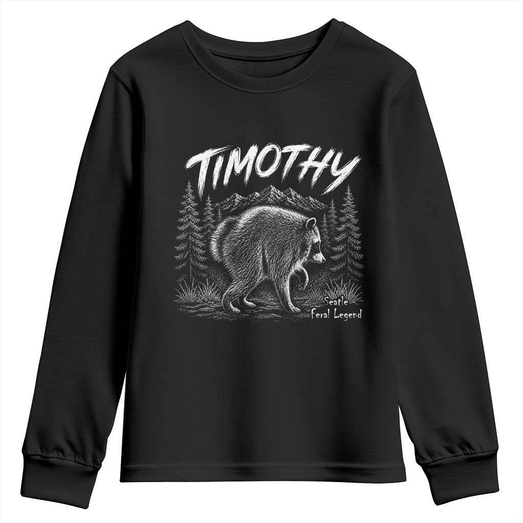 Jimothy Raccoon Seattle Feral Legend Meme Youth Sweatshirt Cute Trash Panda Viral Animal Lover Gift TS14 Black Print Your Wear