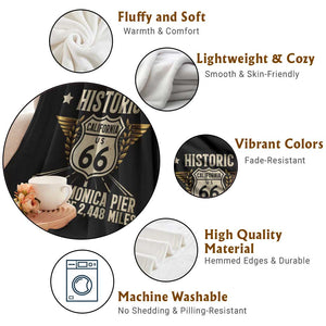 Route Highway 66 Historic California Santa Monica Pier Throw Blanket TS14 Print Your Wear