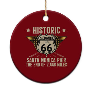 Route Highway 66 Historic California Santa Monica Pier Ceramic Ornament TS14 1pc Red Print Your Wear