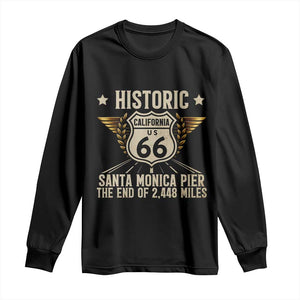 Route Highway 66 Historic California Santa Monica Pier Long Sleeve Shirt TS14 Black Print Your Wear