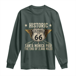 Route Highway 66 Historic California Santa Monica Pier Long Sleeve Shirt TS14 Dark Forest Green Print Your Wear