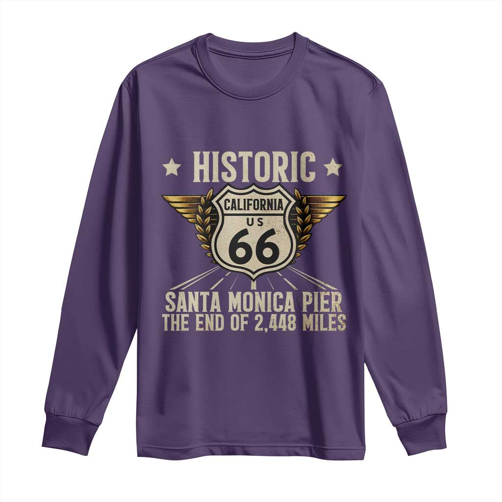 Route Highway 66 Historic California Santa Monica Pier Long Sleeve Shirt TS14 Purple Print Your Wear
